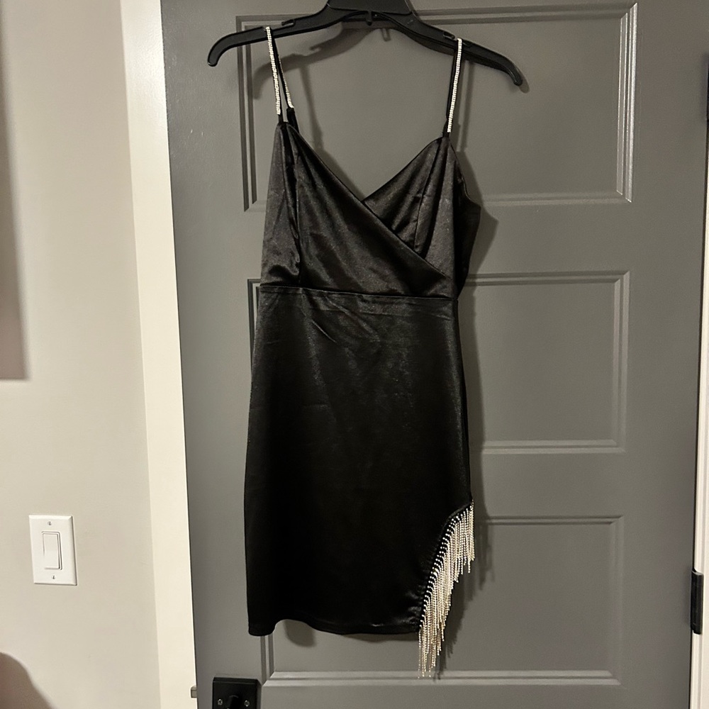 Black Rhinestone Short Dress